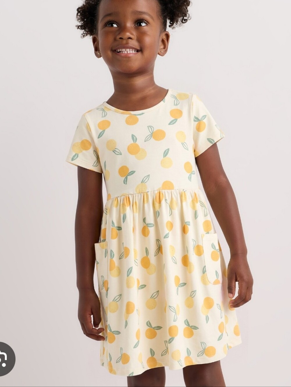 Quince White Dress with Yellow Lemon Print Organic Cotton Size 10